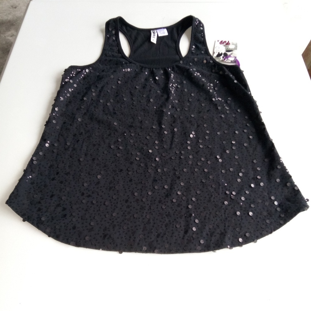 🆕 Black Wurl Racerback Tank Top Large Sequence